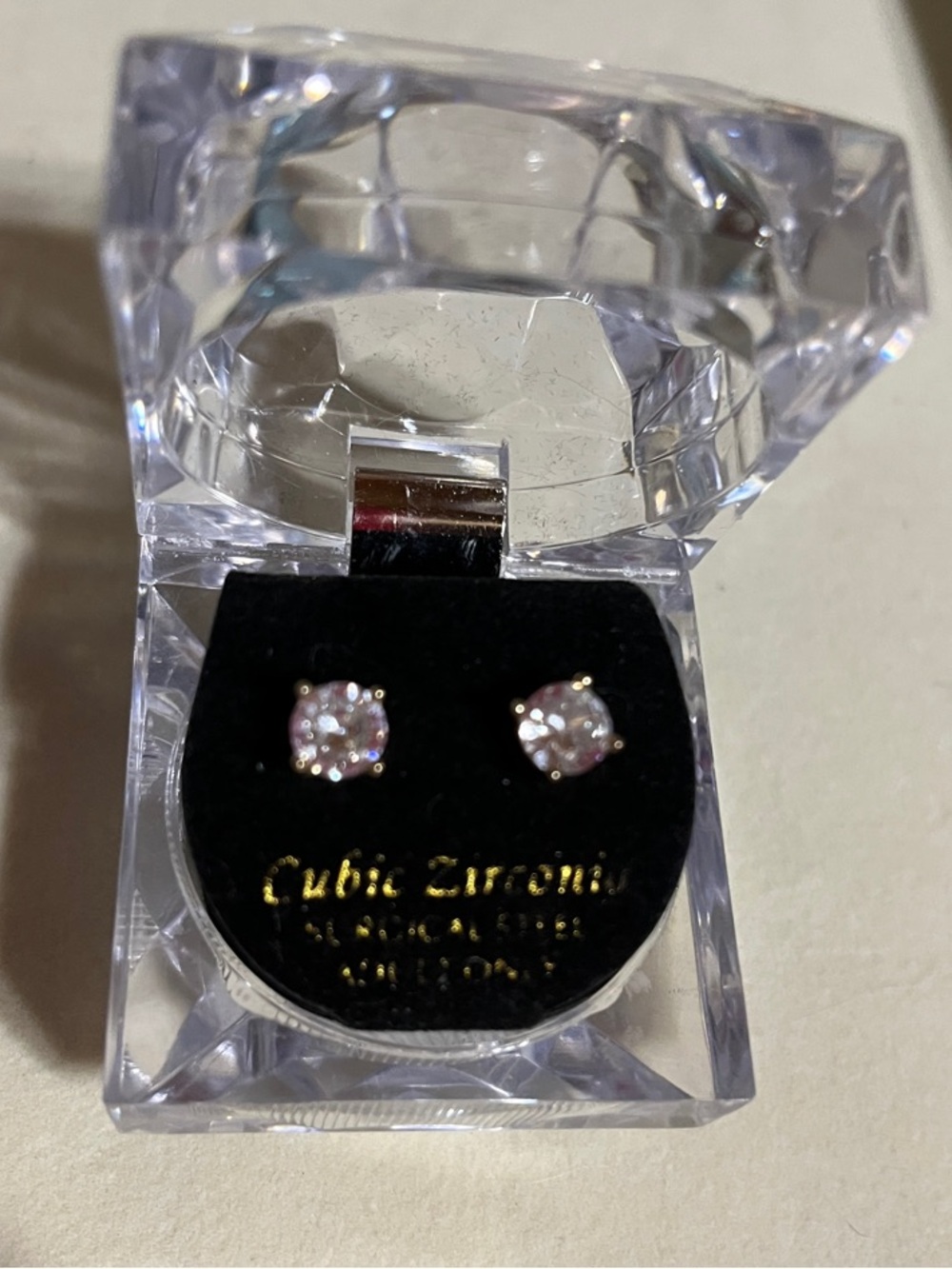 Cubic Zirconia Gold-Trim Stud Earrings - Clear     Reposhed from @karisfashion